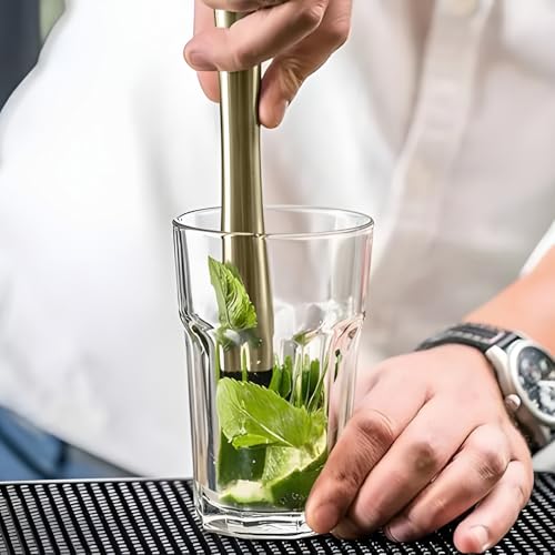 Eispap 8 Inch Gold Stainless Steel Cocktail Muddler & Mixing Spoon Set