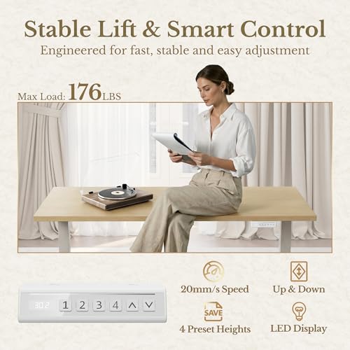 59-Inch Electric Standing Desk with 8 Drawers, Keyboard Tray & Charging Port