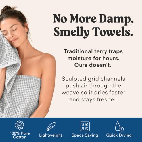 Sculpted Terry Bath Towels, 100% American Cotton, Quick-Dry Set (2 Pack)