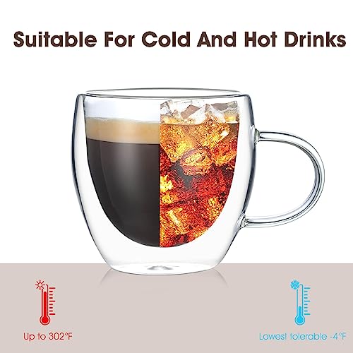 VENVENWEAVS 4-Pack 5oz Double Wall Hand Blown Espresso Cups - Gift Box