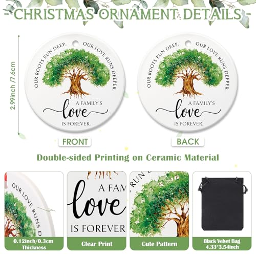 20 Pcs Ceramic Family Reunion Ornaments with Gift Bags, Tree Keepsakes