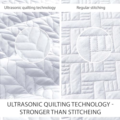 Imperial Rooms Twin Quilt Bedding Set - White Embossed Microfiber 10-Pack