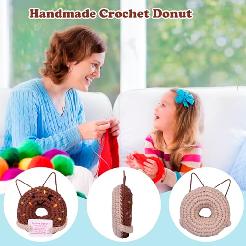Daywhote Brown Knitted Donut Gift for Friend Handmade Friendship Decor