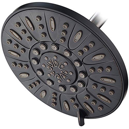 7-Inch Oil Rubbed Bronze Rain Shower Head, 6-Setting High Pressure Spray