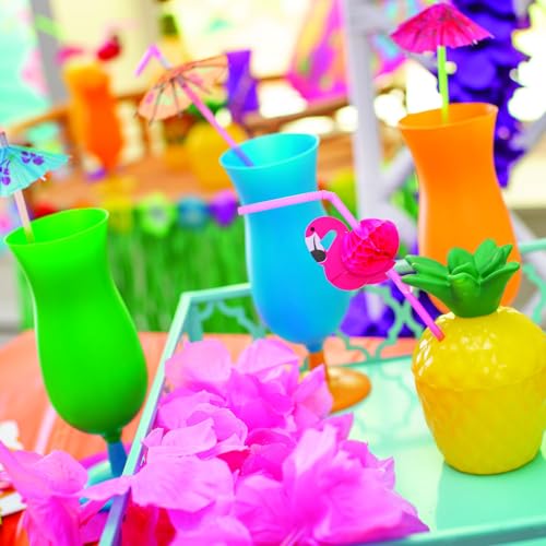 14 oz Plastic Hurricane Cocktail Glasses Set of 12 - Unbreakable Party Cups