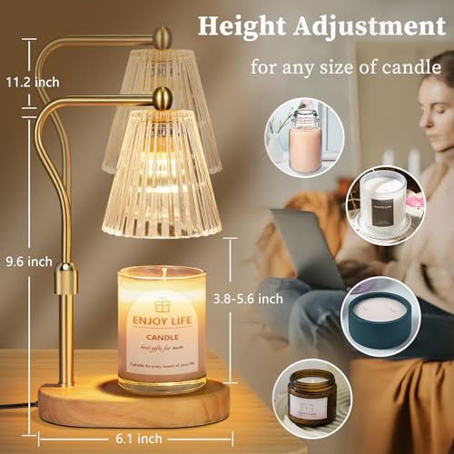 Dimmable Candle Warmer Lamp with Timer & Adjustable Height for Jar Candles
