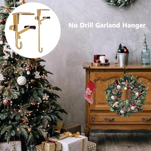 Fireplace Stocking & Garland Hanger, 2-in-1 Adjustable Mantel Clips, 3 Pack