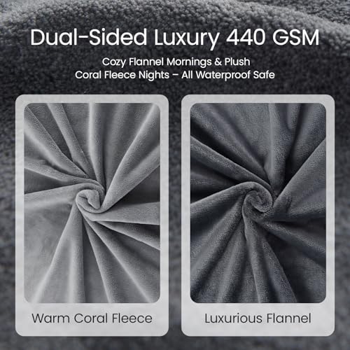 Waterproof Reversible Blanket 40"x60" - Soft Flannel & Coral Fleece