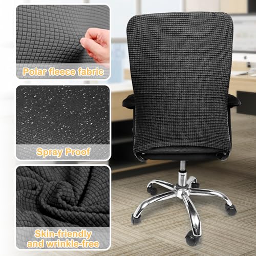4-Piece Office Chair Cover Set - Stretchable Seat & Backrest Covers with Armrest Pads
