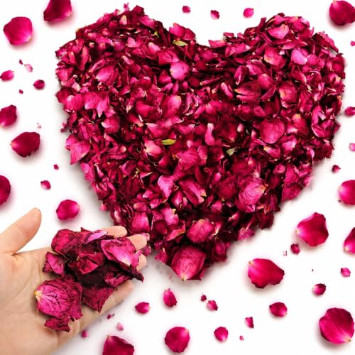 Natural Dried Red Rose Petals 150g - Biodegradable Wedding Confetti & Spa
