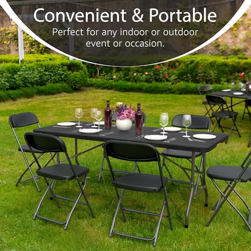 Our Modern Space 6-Foot Heavy-Duty Folding Table with Built-In Handle and Steel Legs