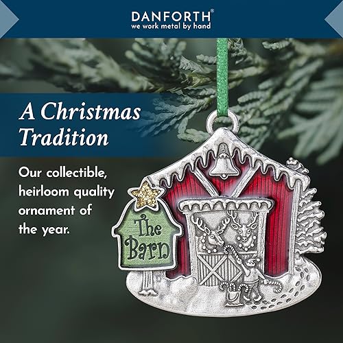 Danforth 2023 Handcrafted Pewter Christmas Ornament Reindeer Scene