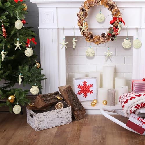 Beeveer Coastal Beach Christmas Ornaments Set - Resin Ocean Decor for Holiday Tree