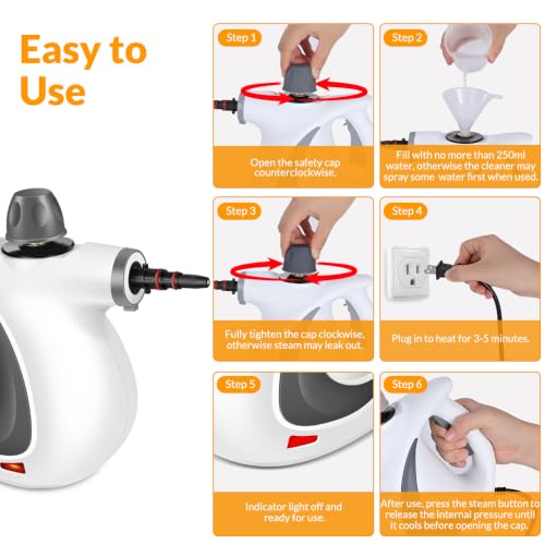Handheld Steam Cleaner with 12-Piece Accessory Set for Deep Home Cleaning
