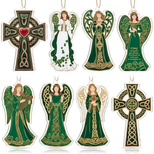 Irish Christmas Angel Ornaments - Set of 8 Celtic Holiday Decorations