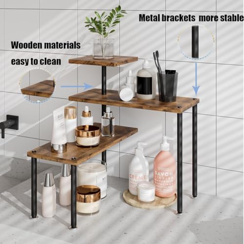 3-Tier Adjustable Corner Shelf Organizer for Kitchen and Bathroom Countertop