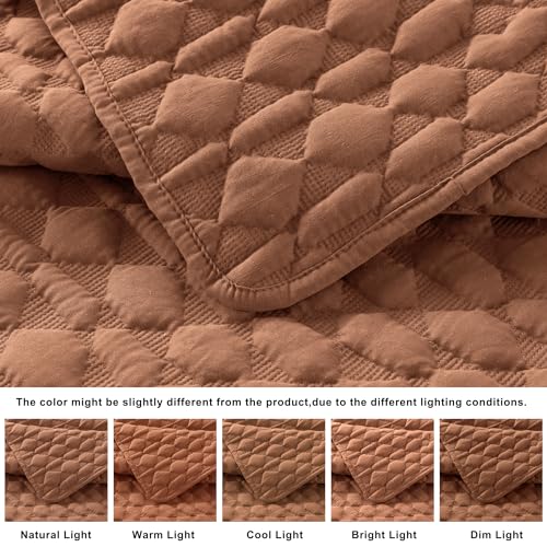 Oversized Burnt Orange California King Quilt Set with 2 Shams