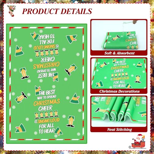 ZIOSINM Buddy the Elf Christmas Kitchen Towels 2 Pack - Fun Holiday Dish Towels