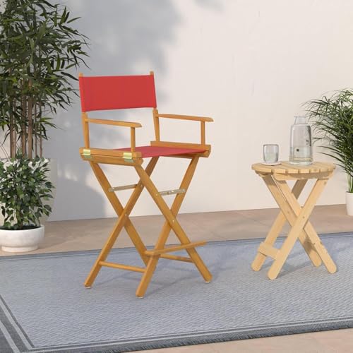 Foldable Solid Wood Director's Chair with Armrests, 30-Inch Honey Oak