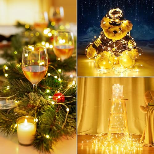 KAQ Battery Operated Fairy Lights 4-Pack 80FT 240 LED Warm White