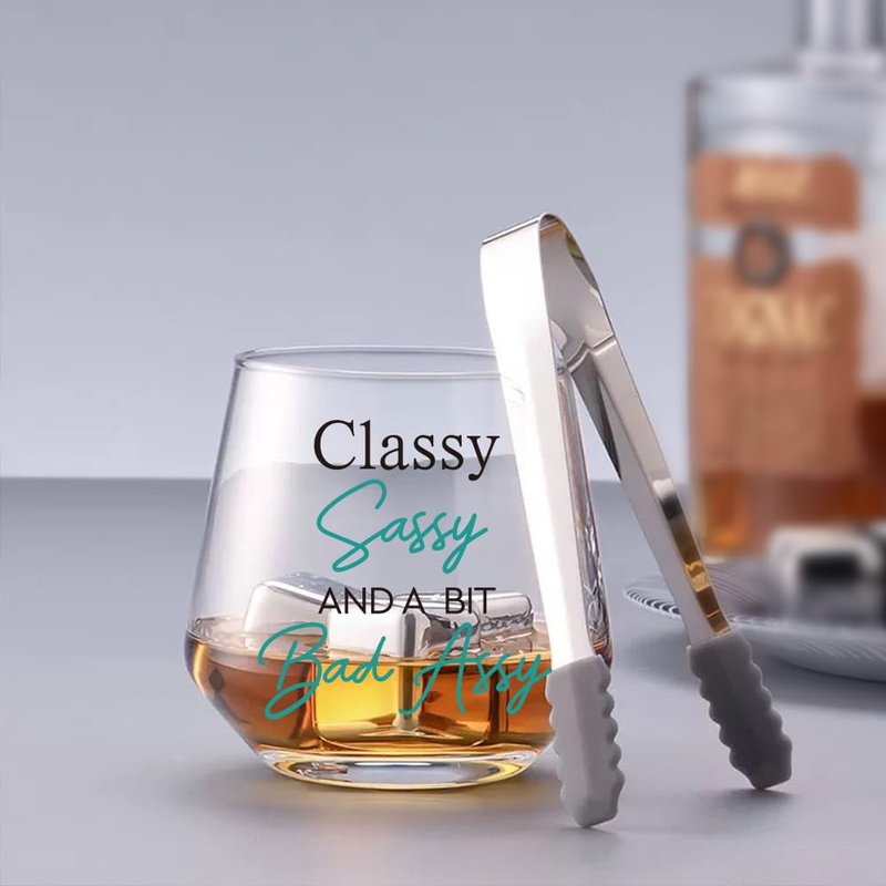 QIMIUTB Classy Sassy and a Bit Bad Assy Stemless Wine Glass, Funny Long Distance Friendship Birthday Christmas Wine Glass Gifts for Man Best Friend Son Coworkers Boss Dad Husband Grandpa-49