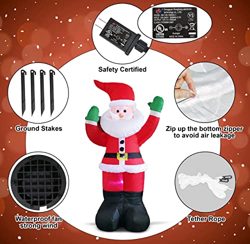 Holiday Essence 6 Ft Inflatable Santa Claus Outdoor Christmas Decoration with LED Lights