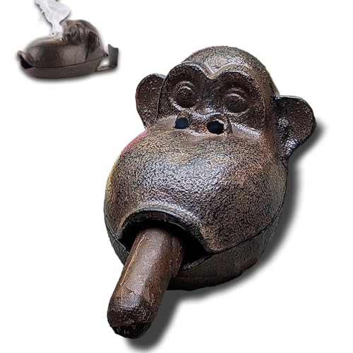 Cast Iron Monkey Cigar Ashtray - Unique Smoking Accessory for Men