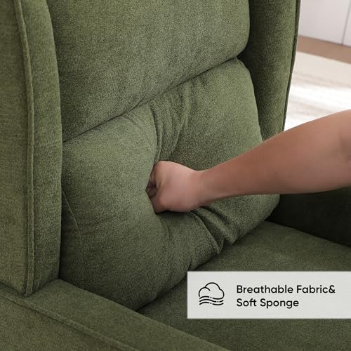 Modern Wingback Nursery Rocking Chair with High Backrest and Side Pocket