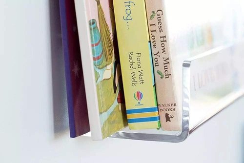 CY Craft Clear Acrylic Floating Shelves - 15 Inch Wall Mounted Storage Shelf Set of 4 for Kitchen, Bathroom, Office