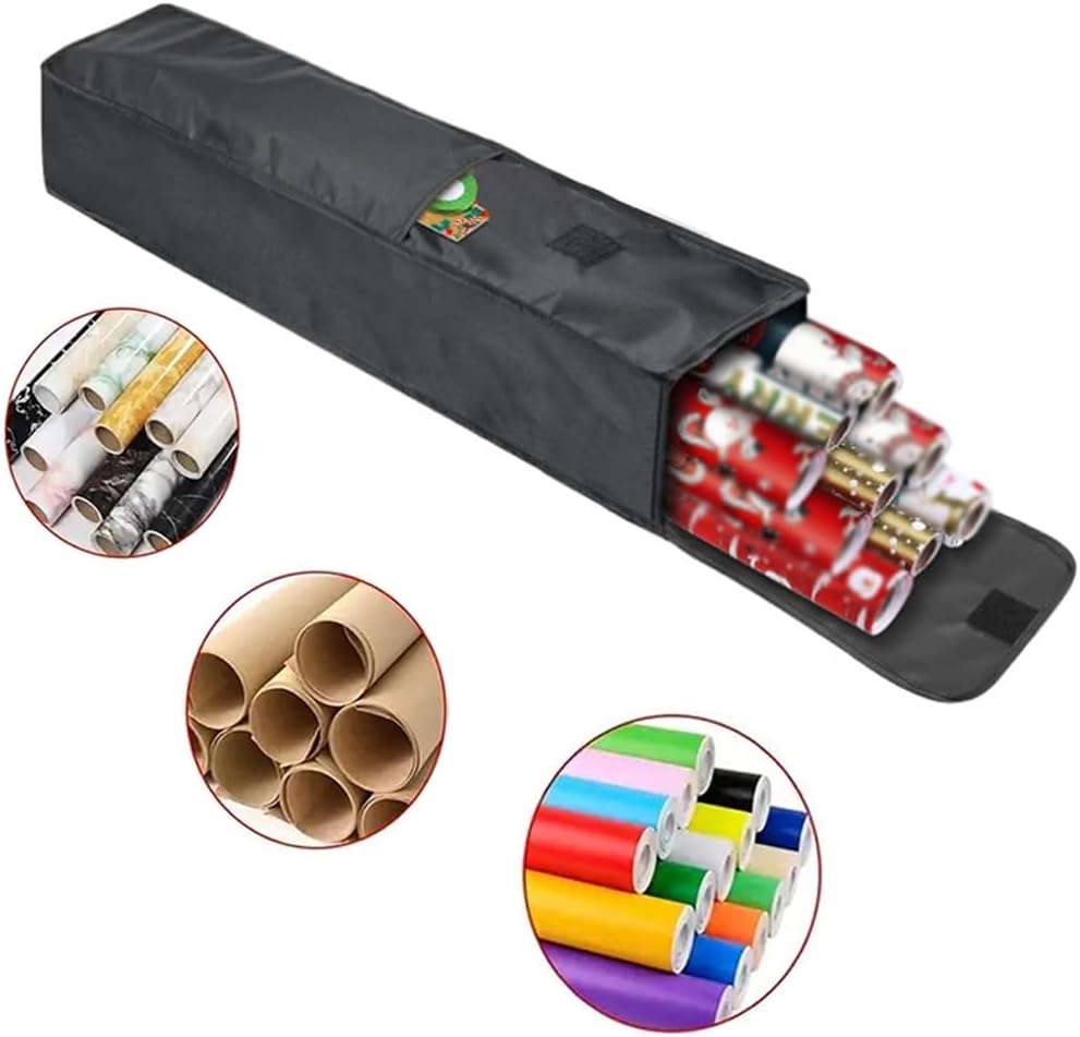 Wrapping Paper Storage Bag - 31'' Organizer for 9 Rolls | Gift Wrap Holder with Pocket for Crafts