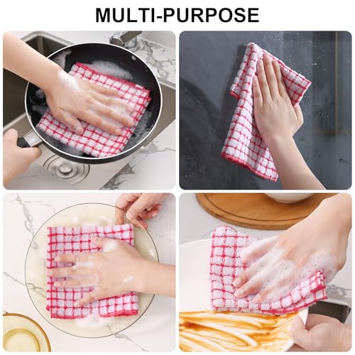 10-Pack Cotton Kitchen Dish Cloths, 12x12 Inch Absorbent Terry Dish Rags