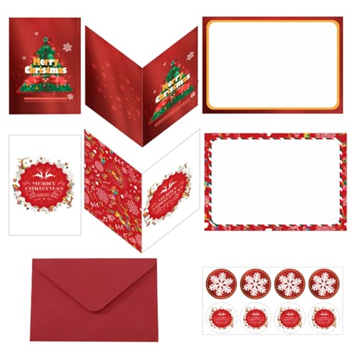 Merry Christmas Cards Set 8 An Envelope & Stickers Included 4x6 Inch Thank You Cards