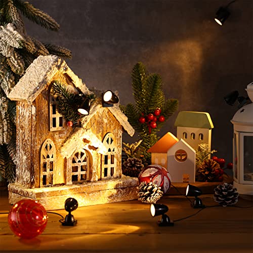 Roowest 4 Packs Mini LED Spot Lights for Christmas Village Display (Variation: THIS listing 4)