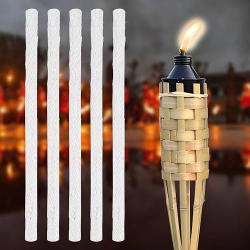 5 Pack Fiberglass Replacement Wicks for Tiki Torches and Oil Lamps