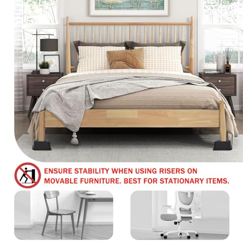 Heavy Duty 2 Inch Bed Risers - 4 Pack Non-Slip Furniture Lifts (5000 lbs)
