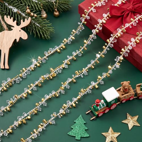 Aoriher 4 Rolls 160ft Christmas Bead Garland Gold & Clear Holiday Decor