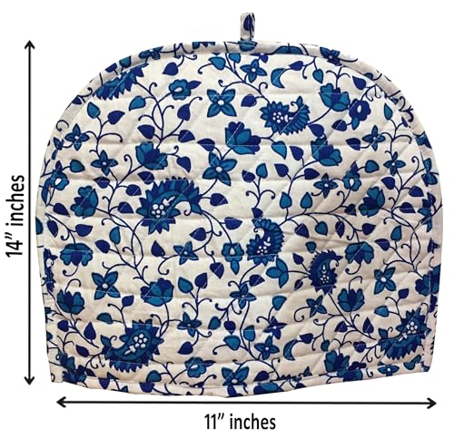 Handmade Cotton Tea Cozy - Turquoise Mandala Print Tea Pot Cover