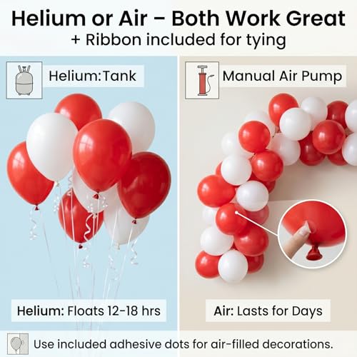 Q&High Life Red White Balloon Kit - 60pcs 12 Inch Latex Balloons for Christmas Graduation Wedding Valentine’s Day