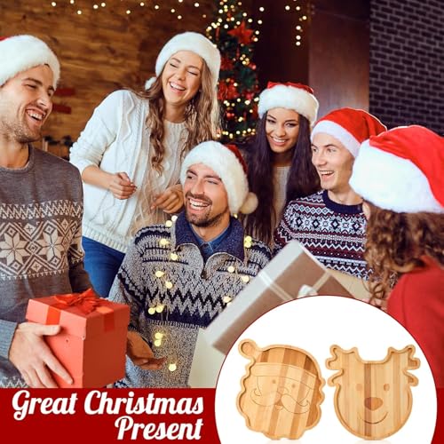 Santa & Reindeer Charcuterie Board Set – 2pc Bamboo Serving Trays