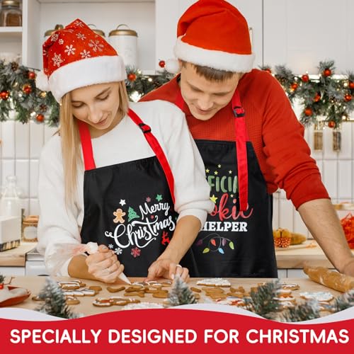 Twistover 3-Pack Christmas Aprons for Women with Pockets – Waterproof Bake & Cook Gift Set