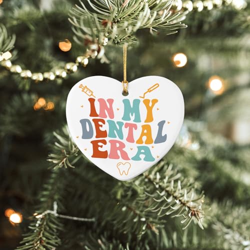 In My Dental Era Ceramic Heart Ornament - Dental Hygienist Gifts for Women & Men, Christmas Gift