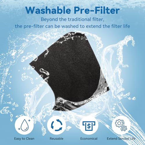 Large Room Air Purifier for Home with H13 HEPA Filter, Black