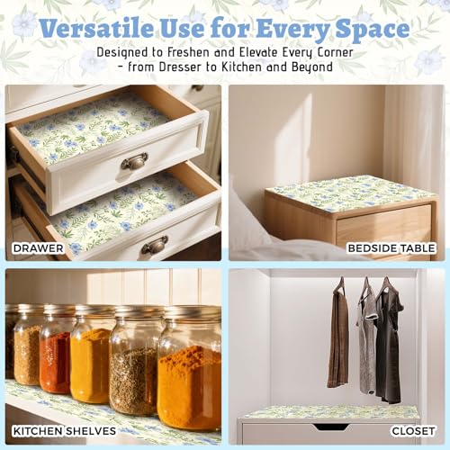 Scented Drawer Liners for Dresser - Fresh Linen Non-Adhesive Paper, 12 Sheets