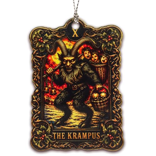 NELXI Krampus Ornament 4-Inch Acrylic, Halloween 13.10, Alpine Folklore Gothic Christmas Decor