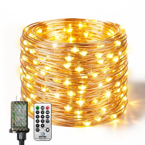 btfarm 33FT 100 LED Plug-in Fairy Lights with Remote & Timer, Warm White