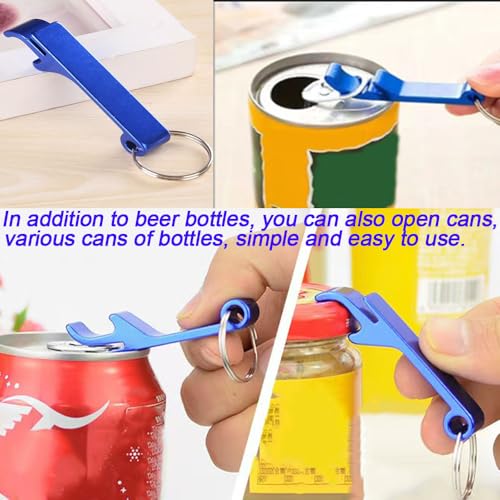 MTOMDY 50 Pcs Blue Aluminum Beer Bottle Opener Keychain Bulk - Portable & Durable