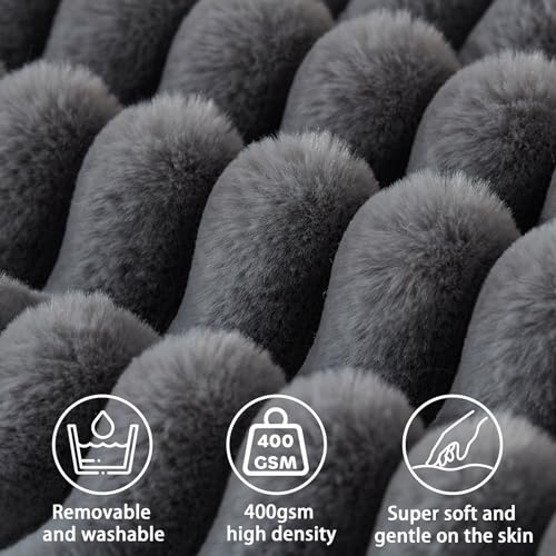 Faux Fur Headboard Wedge Pillow with Neck Roll Pillow - King Size