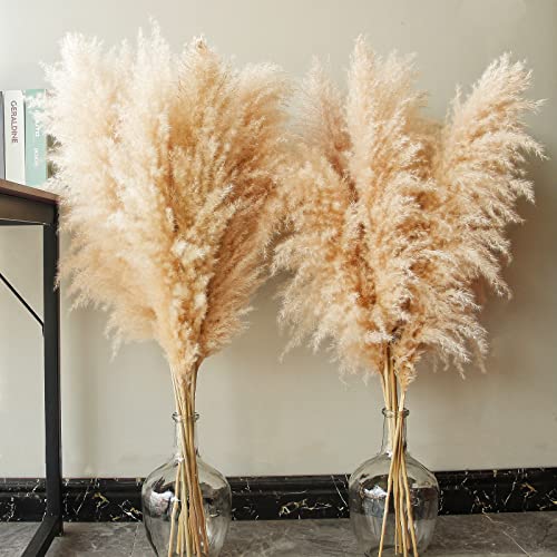 46-Inch Natural Dried Pampas Grass Decor - 10 Stems Fluffy Boho Bouquet