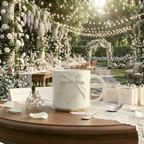 Collective Home 15oz Ceramic Coffee Mug with Gold Bow & Gift Box (M)