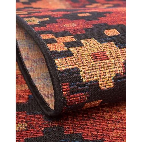 Unique Loom Outdoor Tribal Collection Area Rug - Tortuguero (2' 2" x 3' 1" Oval Multi/Blue)